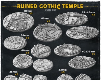 Ruined Gothic Temple - Wargames Bases and Toppers - Miniature Bases