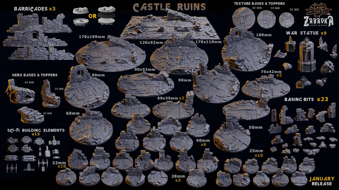 Castle Ruins - Wargames Bases and Toppers - Miniature Bases - Etsy