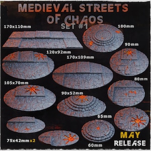 Medieval Streets of Chaos - Wargames Bases and Toppers - Miniature Bases