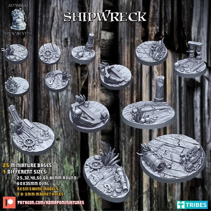 Schiffswrack Themed Bases - Admiral Apocalypse - Resin Bases