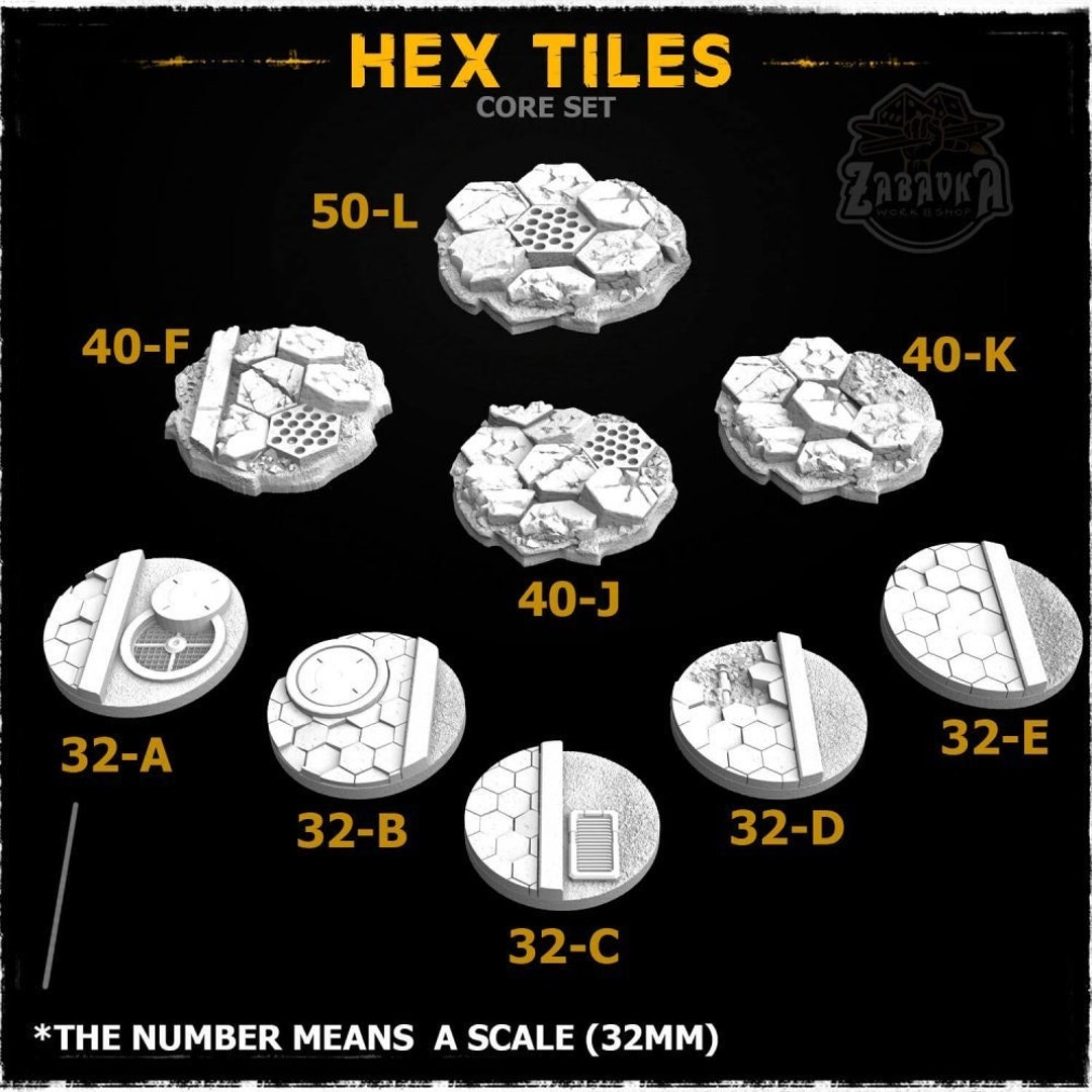 50mm Hexagonal Black Plastic Miniature Bases – For Wargames – UK Made – Pack Of ?