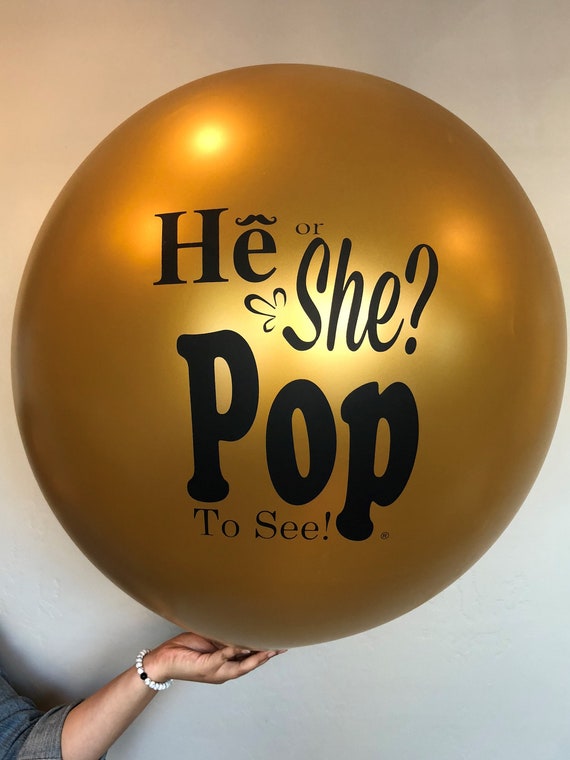 He Or She Pop To See Gold Balloon Gender Reveal Balloon He