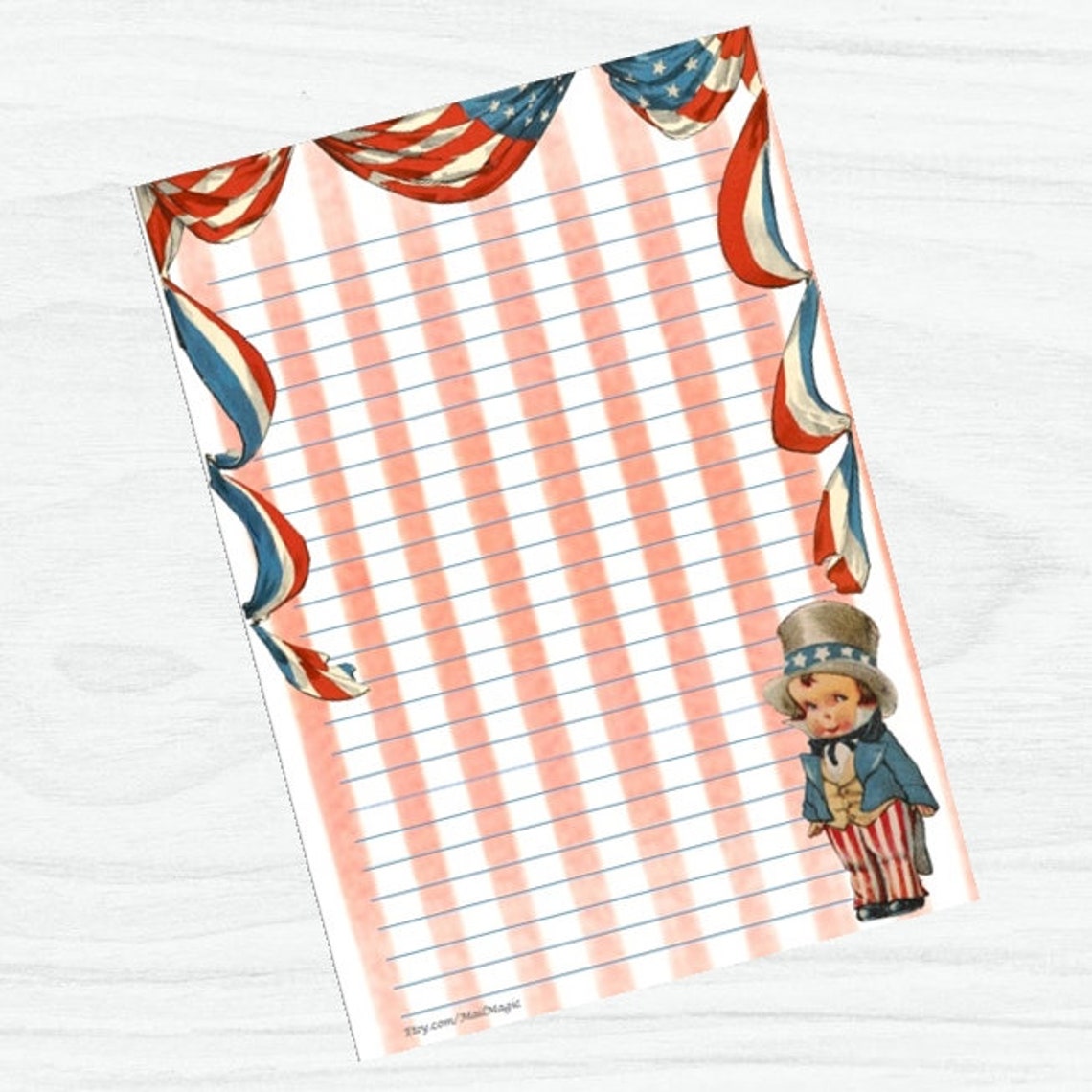 Patriotic printable Digital Paper for Letter Writing USA | Etsy