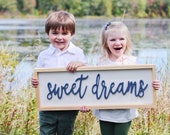 Sweet Dreams Wooden Framed Sign - Sweet Dreams Framed Sign - Sweet Dreams 3D Sign - Nursery Sign - Kids Room Wood Sign - Master Bedroom Sign