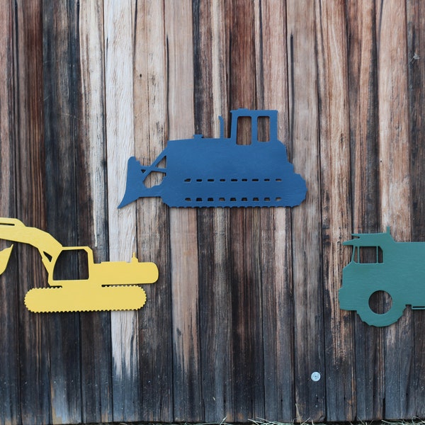 Construction Wall Decorations - Construction Theme Nursery - Excavator -Dump Truck Sign-Bulldozer Sign- Boy wooden construction theme decor