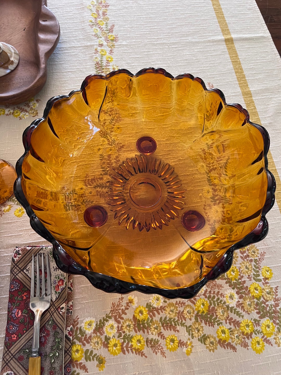 Vintage Fruit Bowl. Amber Glass Fruit Bowl Indiana Glass Etsy