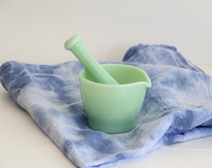 Jadeite Glass Mortar and Pestle Green Glass 8oz Etsy