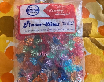 Vintage Flower Lites Multicolor Bulbs Ceramic Christmas Tree Lights Narco NIP