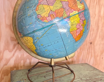 Vintage globe, terrestrial Globe With Brass Stand by George F. Cram Co