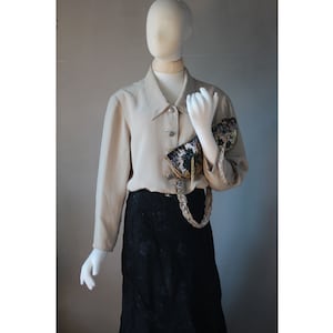 1980s Vintage Silk Blouse - Cream Color, Size M