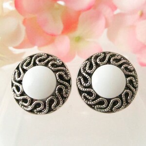 Vintage Button Earrings, Silver/White Textured Stud earrings, Post, Studs, Clip on, Retro Earrings, Bridesmaid Jewelry, Gift for Her