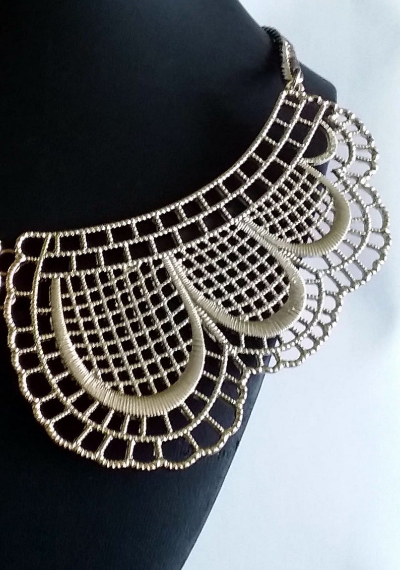 Matte Gold Lace Metal Choker Necklace