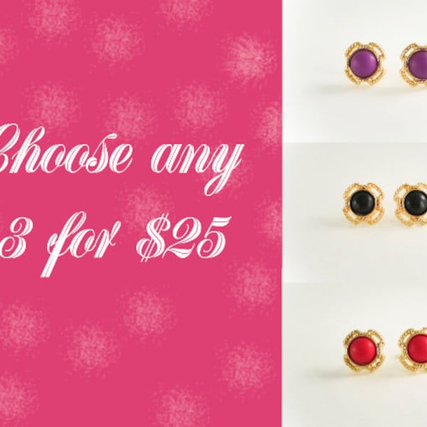 Choose any 3, Vintage Earrings, Vintage Button Earrings, Earring Deal, Bridesmaid Earrings, Summer Jewelry, Bridesmaid gifts, Gold Earrings