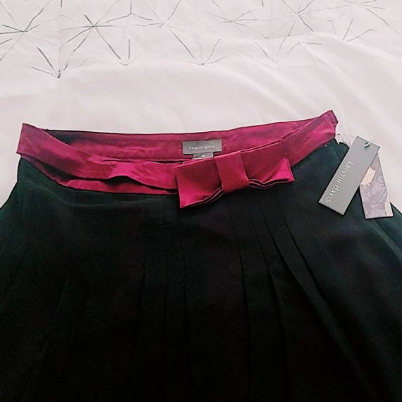 Kristin Davis Chiffon Burgundy Bow Belt Skirt