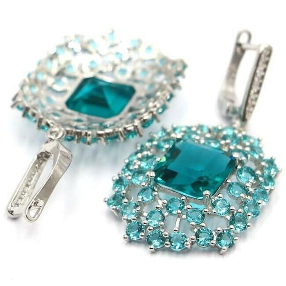 Collana In Argento Sterling 925 Con Acquamarina Ovale 6x4mm E Cz