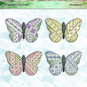 Crazy Butterflies Counted Cross Stitch Chart by Designer Pamela Kellogg Published by Kitty and Me Designs