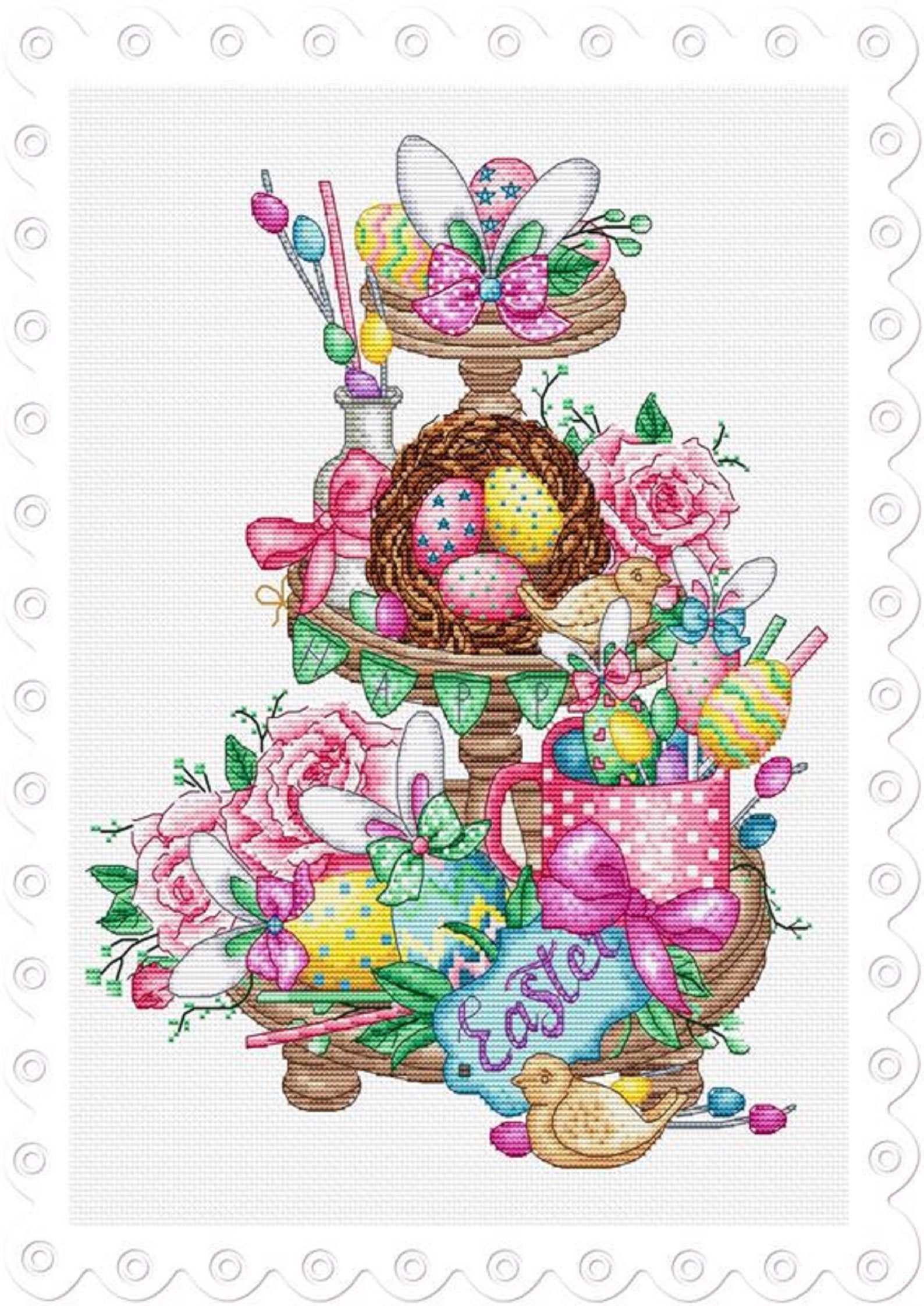 Easter on Platter Counted Cross Stitch Pattern Designed & Etsy
