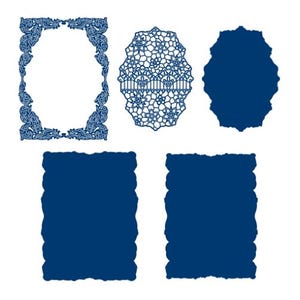 Jeu de matrices de découpe cadre rectangle bouclé à plumes par dentelle en lambeaux (Discontinué) | Découpes décoratives pour cadre rectangulaire et panneau en dentelle