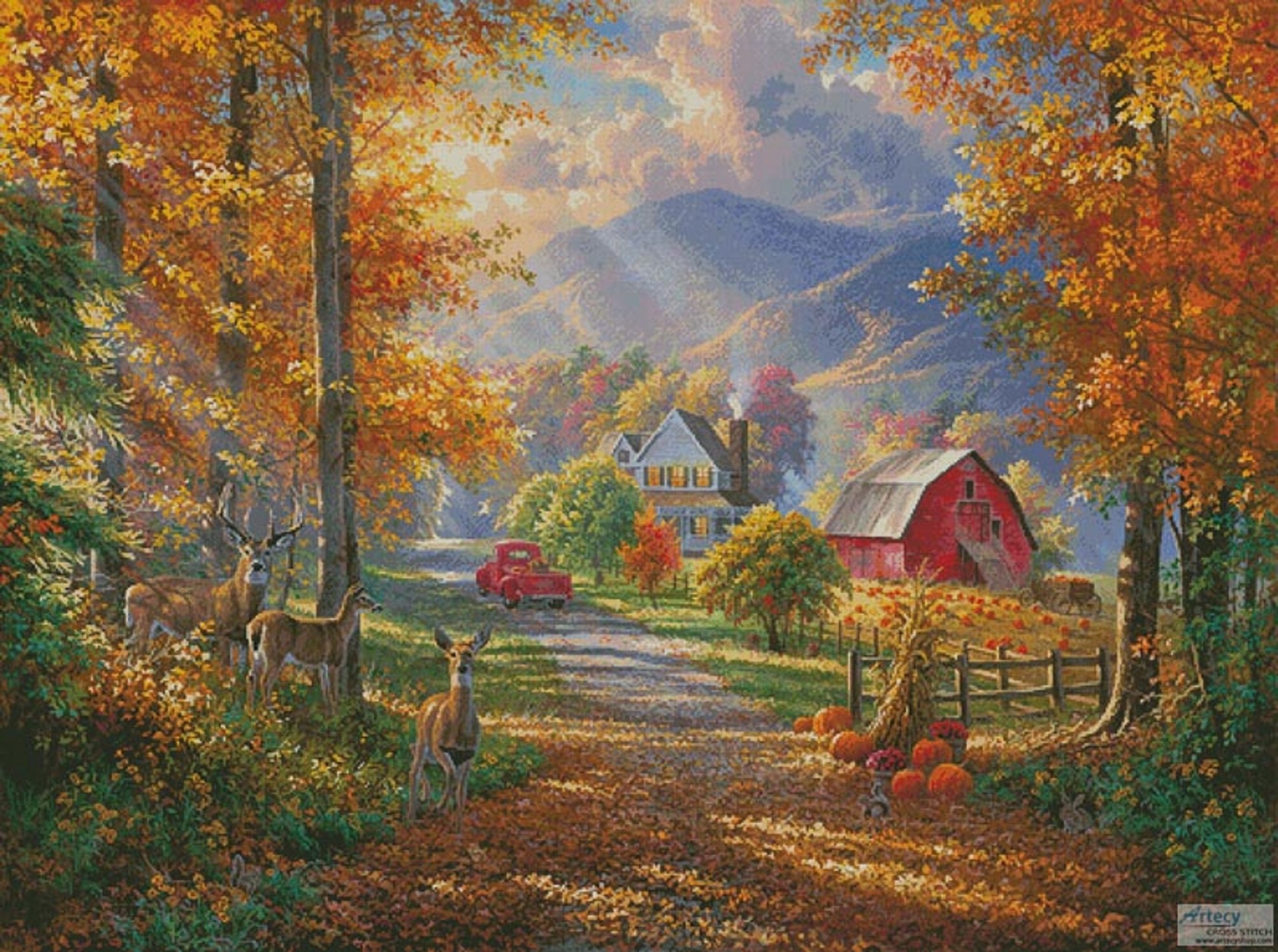 Fall Memories Counted Cross Stitch Chart by Artist Abraham Etsy