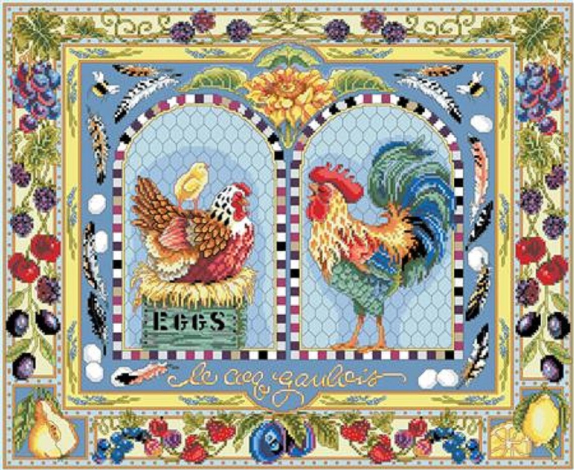 Gallic Rooster Counted Cross Stitch Pattern Designed & Published by