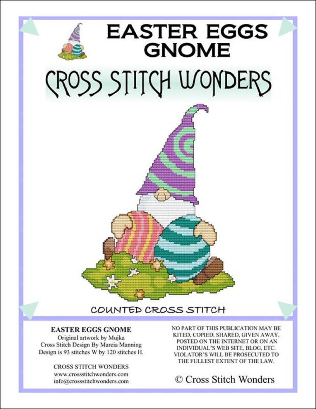 Easter Eggs Gnome Counted Cross Stitch Pattern Designed by Marcia ...