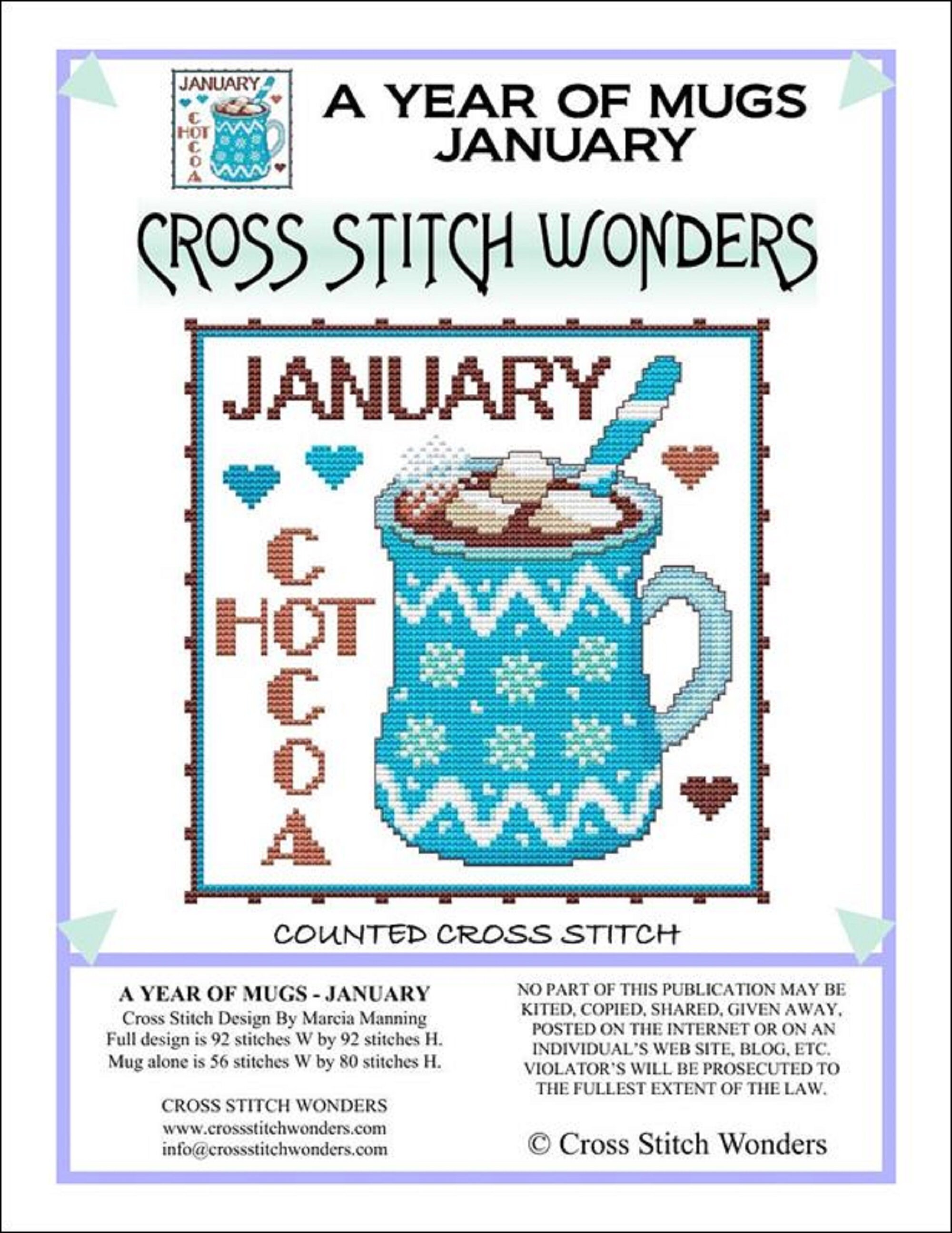 Year of Mugs Counted Cross Stitch Charts New Series by Marcia Etsy