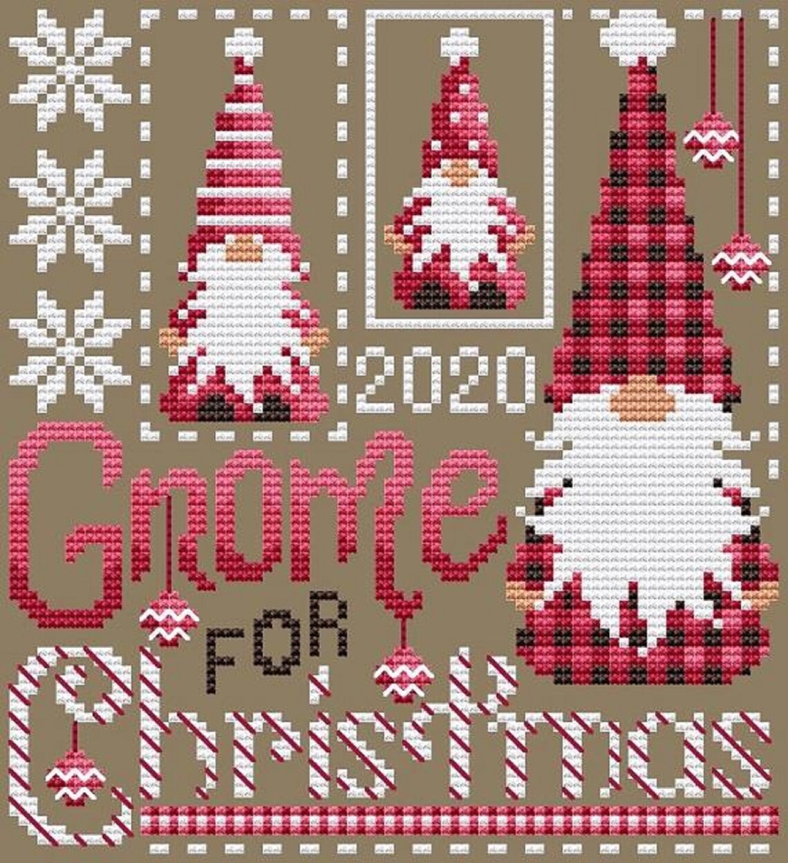 Gnome for Christmas Counted Cross Stitch Chart by Designer Etsy