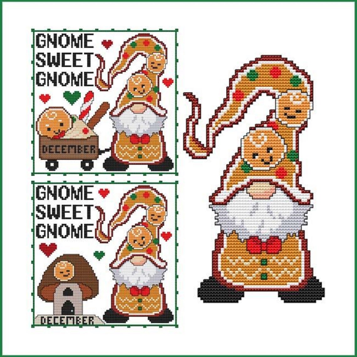 A Year of Gnomes Complete Set of 12 Counted Cross Stitch Etsy