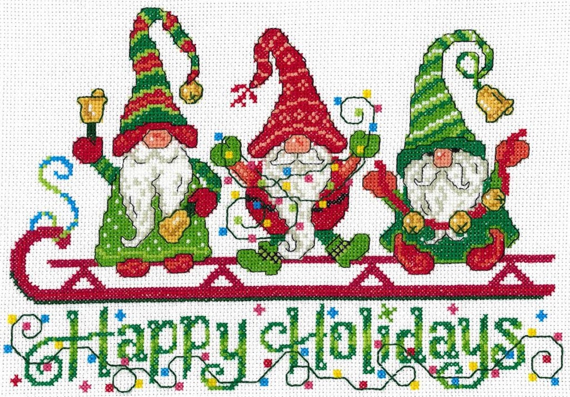 Happy Holiday Gnomes Counted Cross Stitch Chart By Designer Etsy
