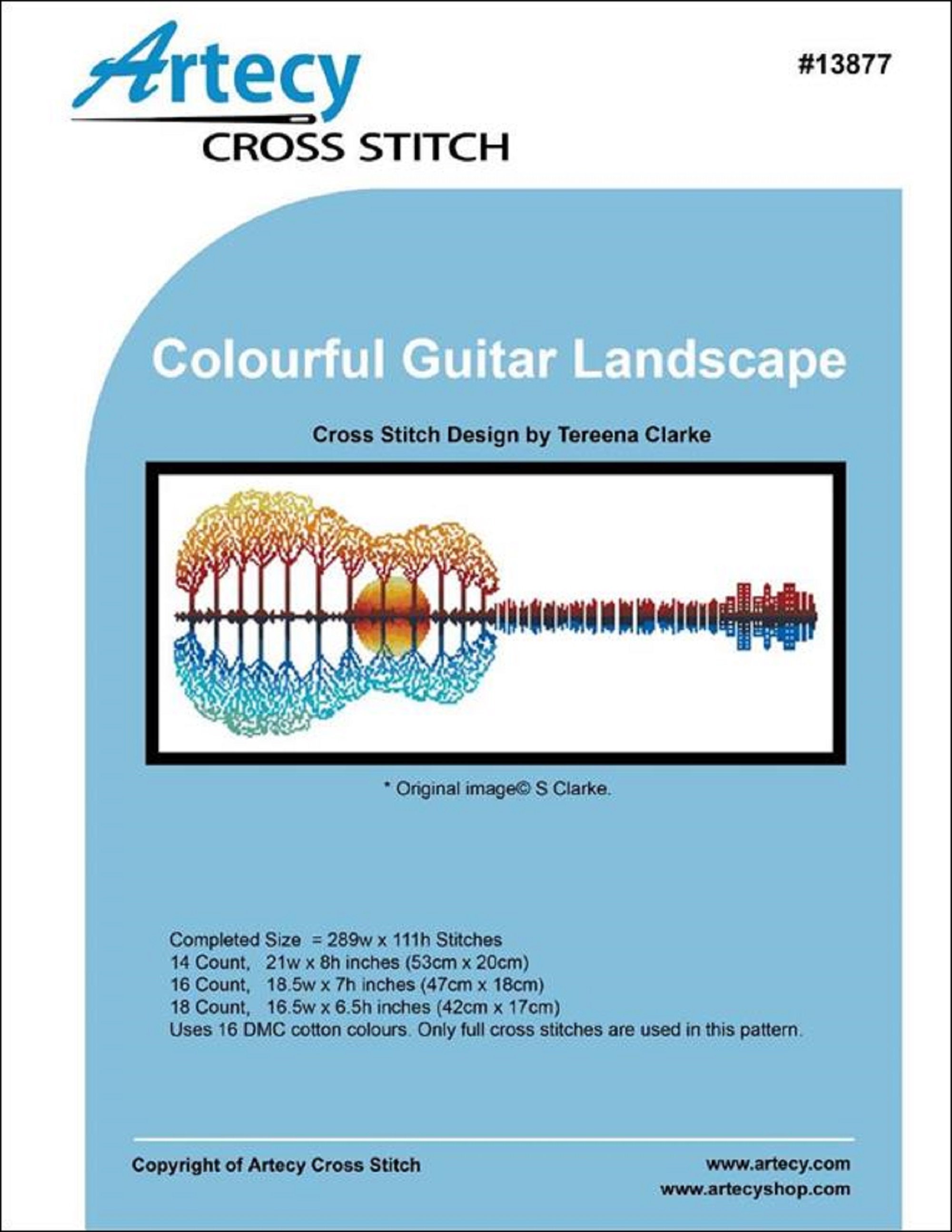 Cross Stitch Guitar Landscape PDF Cross Stitch Pattern Craft Supplies
