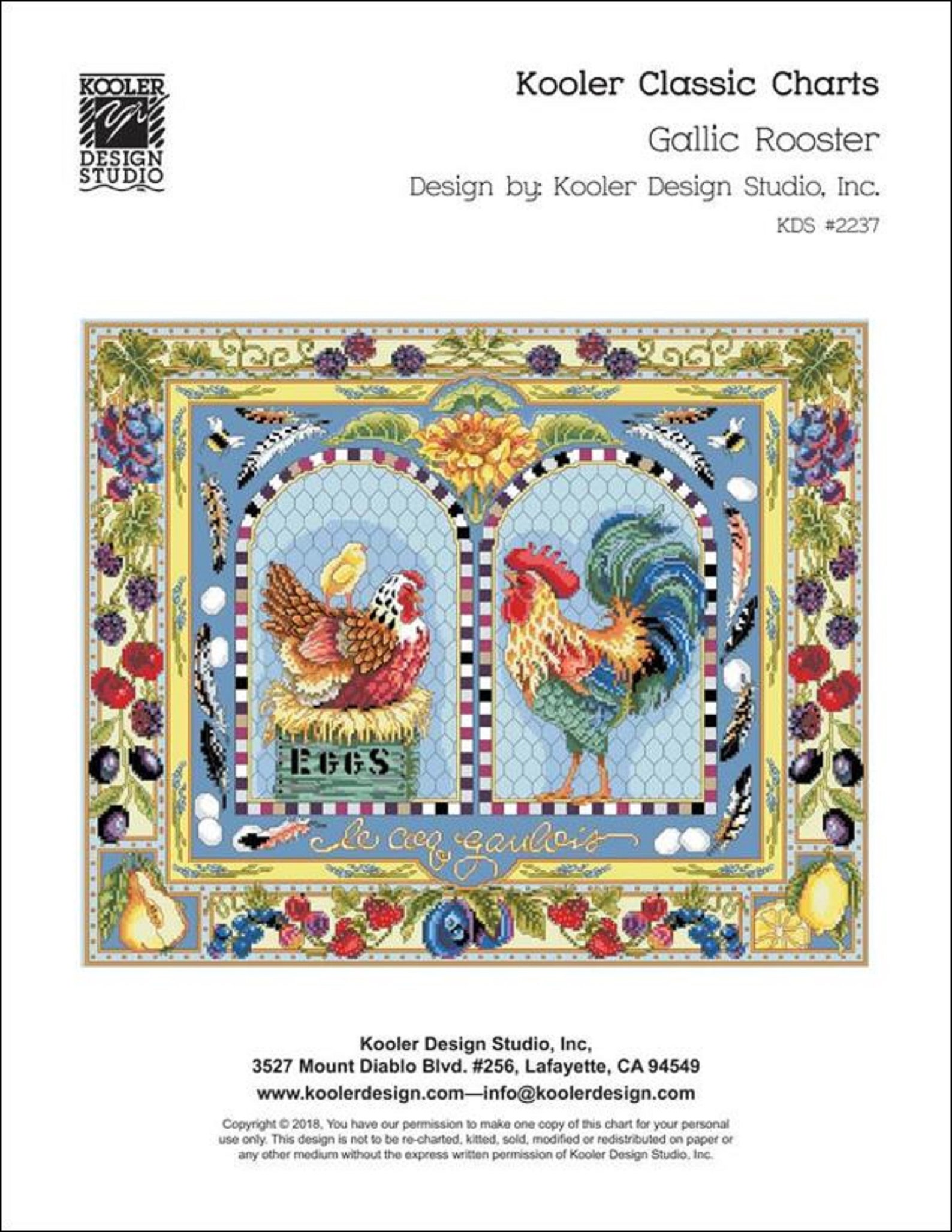 Gallic Rooster Counted Cross Stitch Pattern Designed & Published by