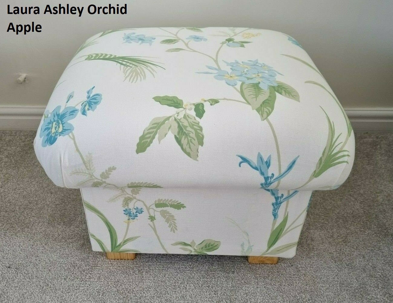 pouffe Upholstered footstool seat in Laura Ashley Dalton hedgerow 