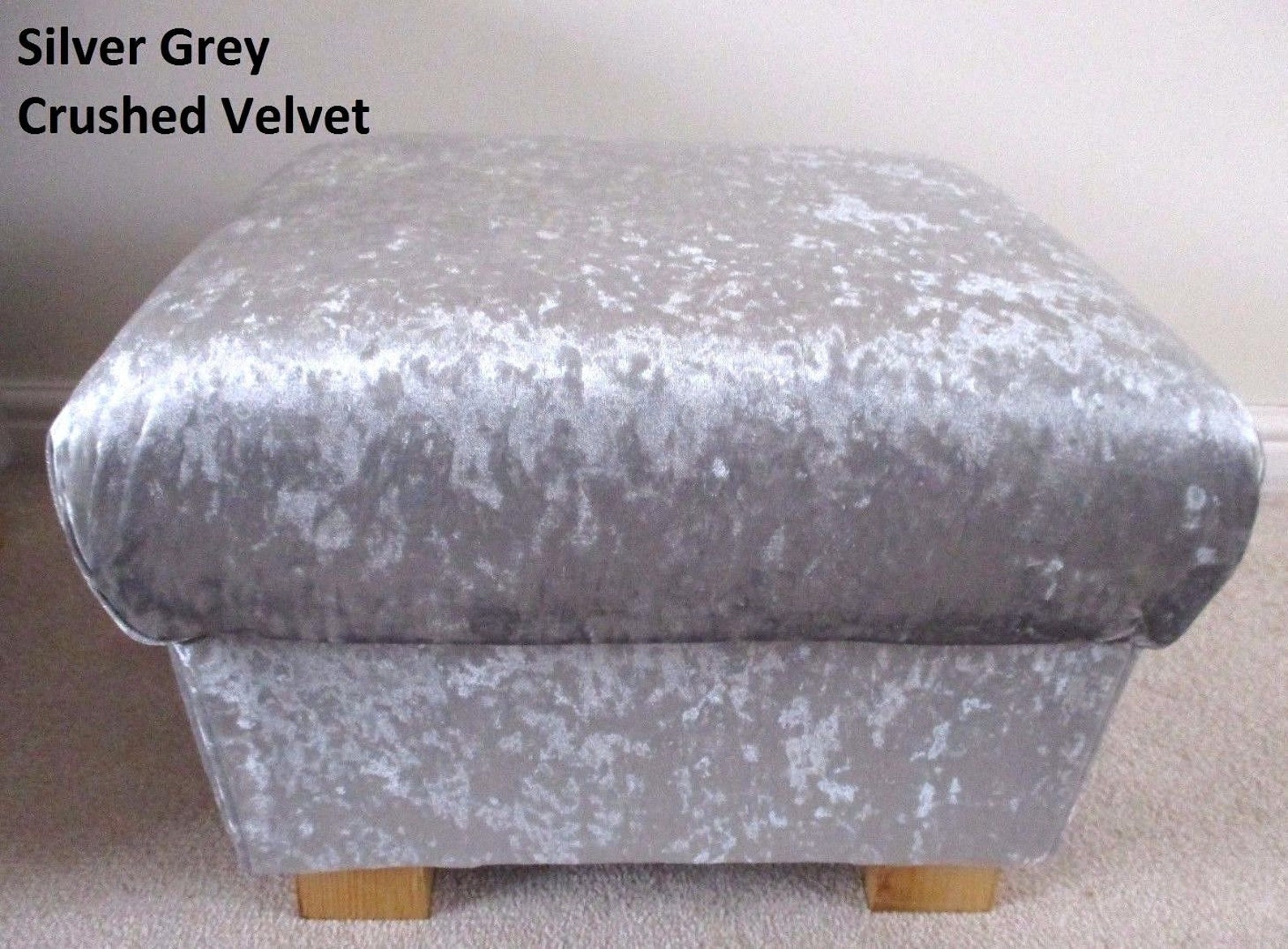 Silver Grey Crushed Velvet Footstool Pouffe Footstall Navy Etsy.de