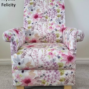 Pink Accent Chairs Adult Armchairs Patchwork Floral Pretty Flowers Gingham Nursery Bedroom Statement Green Flowers Roses Small