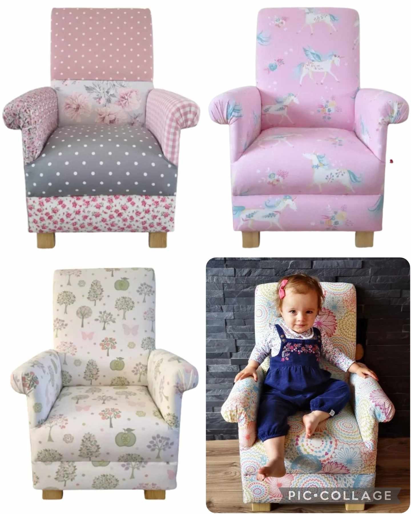 Laura Ashley Unicorns Fabric Children's Chair Girls Armchair Laura Ashley Unicorns Fabric Children's Chair Girls Armchair