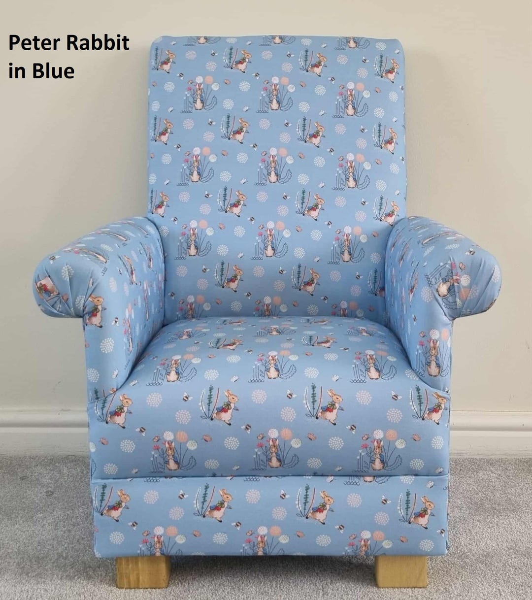 Peter Rabbit Blue Fabric Children's Chair Kids Armchair Floppsy Bunny ...