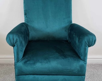 Crushed Velvet Children s Chair Kids Armchair Nursery Child s Bedroom Silver Grey Navy Teal Green Aqua Blue Mustard Ochre Emerald Lilac