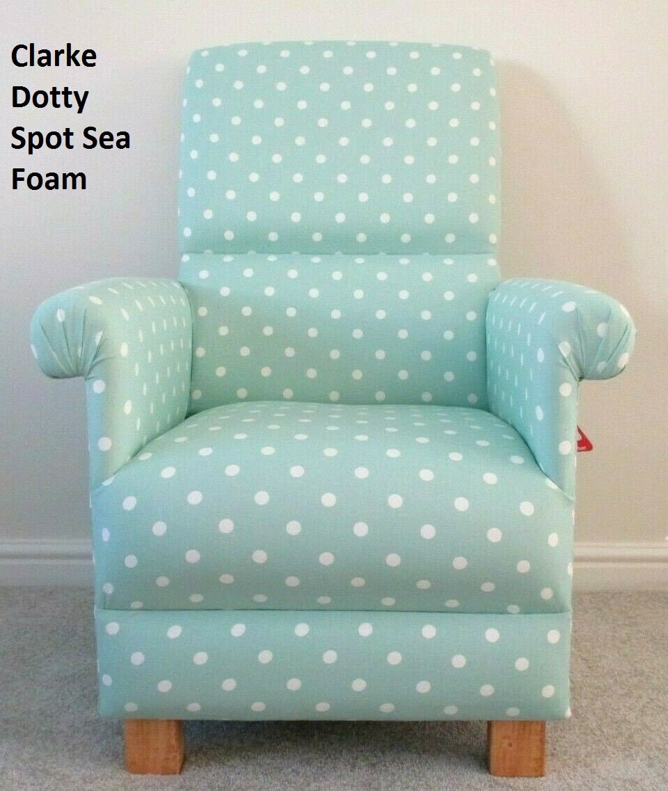 Clarke Blue Spot Dotty Fabric Child Chair Nursery Bedroom Polka Dot Nursery Kids 
