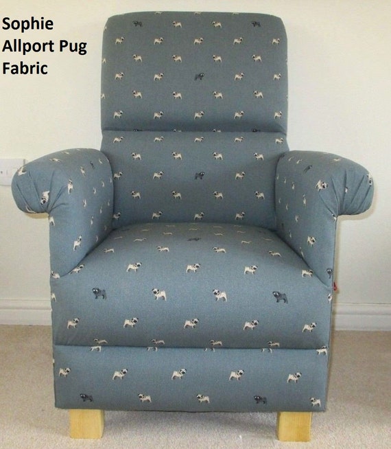 Sophie Allport Pug Fabric Adult Chair Nursery Armchair Grey Etsy