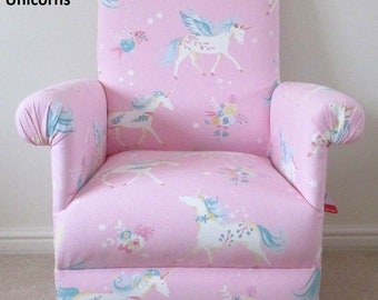 Laura Ashley Unicorn Children's Armchair: Pink Girls Nursery Chair Seat Kids