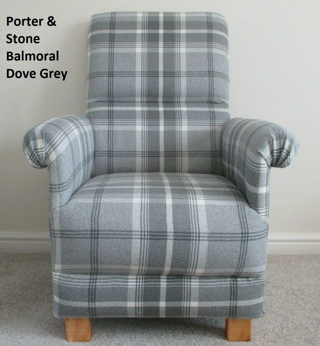Porter Stone Balmoral Fabric Adult Chair Tartan Check Armchair