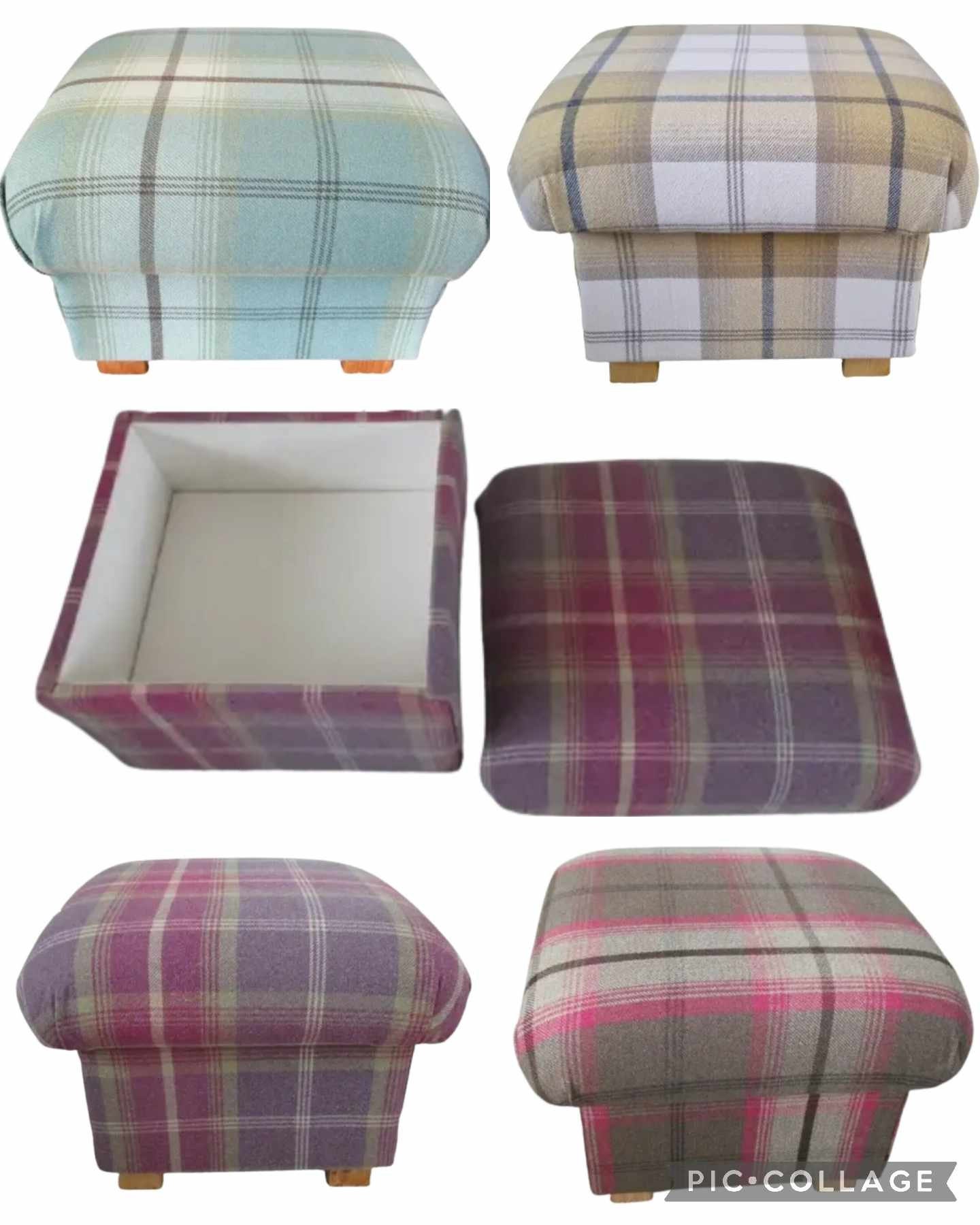 Storage Footstool Porter Stone Balmoral Fabric Pouffe Tartan