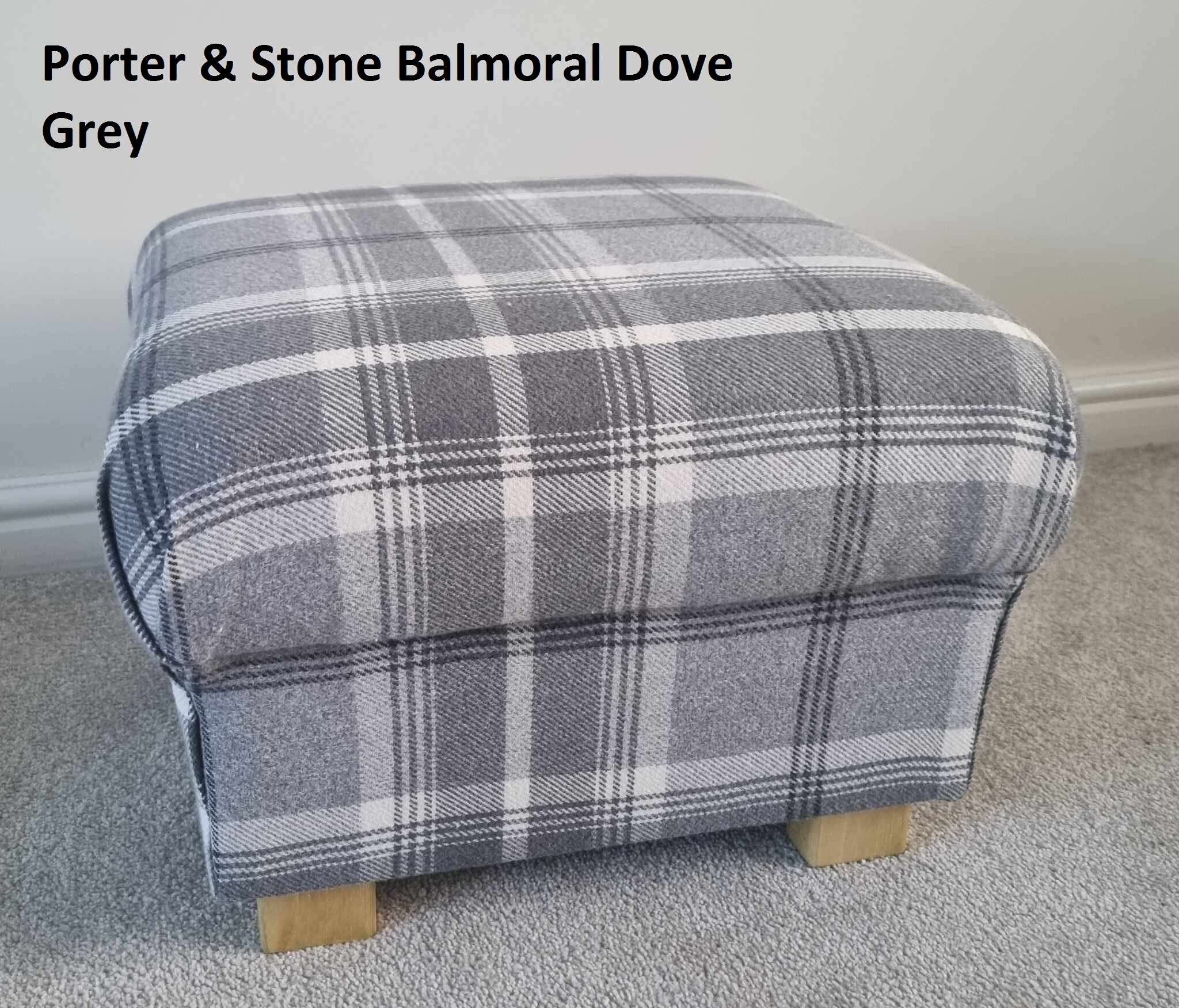 Storage Footstool Porter Stone Balmoral Fabric Pouffe Footstall
