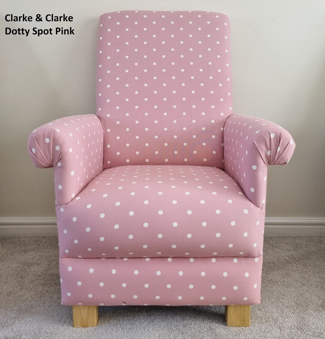 Clarke Sage Green Dotty Spot Fabric Adult Chair Polka Dot Red Lilac Smoke Grey Blue Mustard Yellow Sea Foam Taupe Armchair Accent Spotty Dot Etsy UK