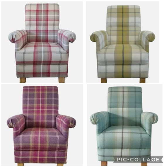 Porter Stone Balmoral Fabric Adult Chair Tartan Check Armchair