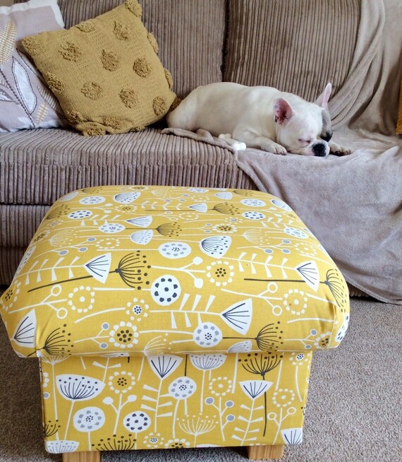 Clarke Clarke March Hares Linen Fabric Footstool Footstall