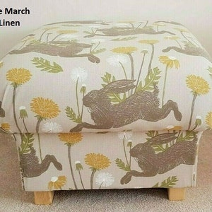 Stag Pattern Footstool Fryetts Stag Head Grey Fabric Footstool Nursery Lounge Bedroom Bespoke ...