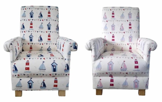 Fryetts Maritime Blue Fabric Child Chair Nautical Boats