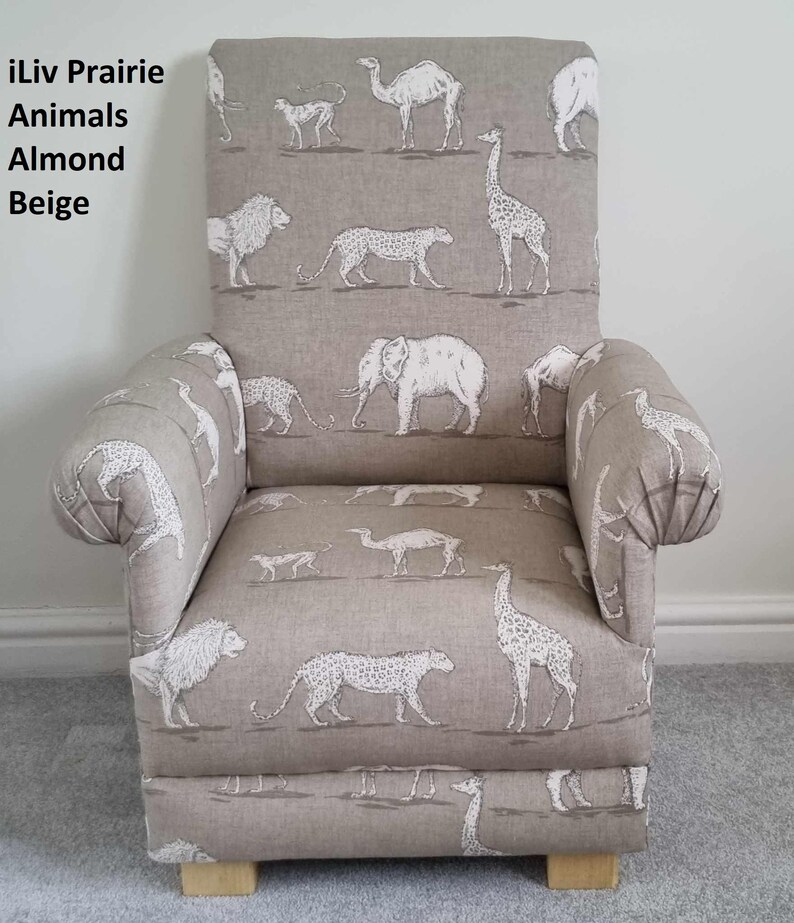 Jungle Safari Animals Fabric Adult Armchairs Nursery Chairs Accent ...
