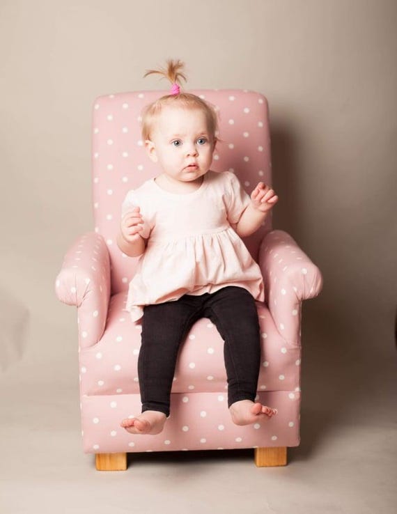 Clarke Smoke Grey Dotty Spot Child s Chair Pink Bobo Blue Elephants Lilac Butterflies Kids Armchair Children Taupe Ochre Mustard Sage Green Etsy